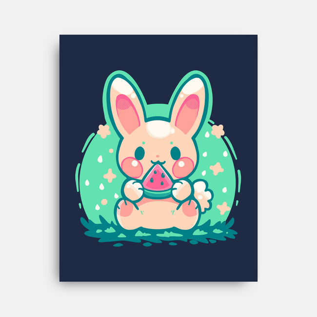 Summer Watermelon Bunny-None-Stretched-Canvas-TechraNova