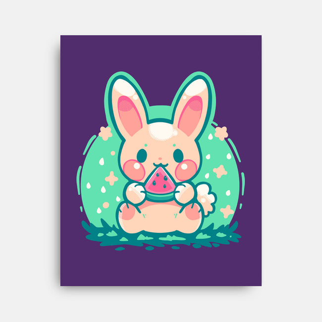 Summer Watermelon Bunny-None-Stretched-Canvas-TechraNova