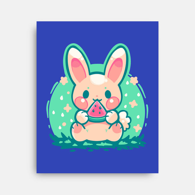 Summer Watermelon Bunny-None-Stretched-Canvas-TechraNova