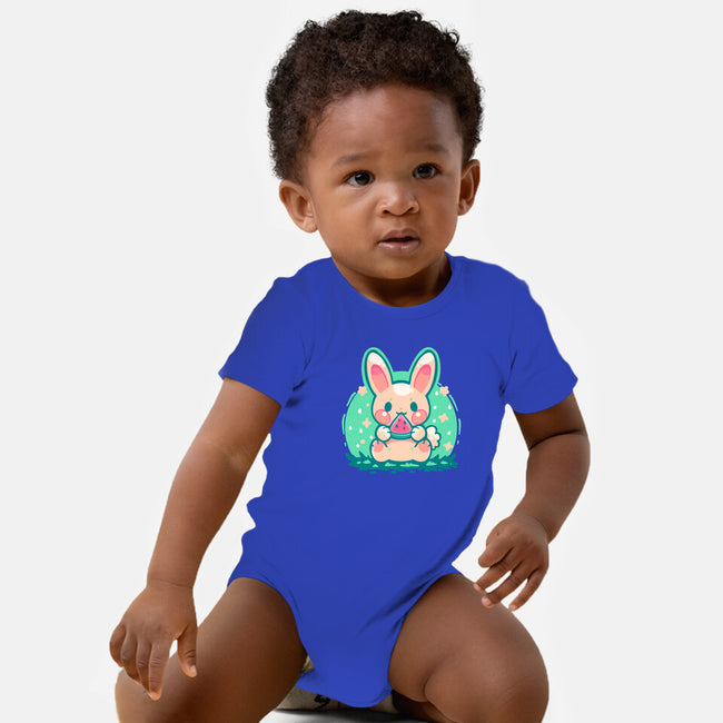 Summer Watermelon Bunny-Baby-Basic-Onesie-TechraNova