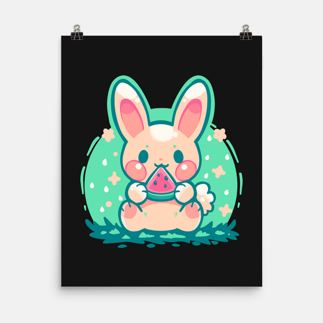 Summer Watermelon Bunny-None-Matte-Poster-TechraNova
