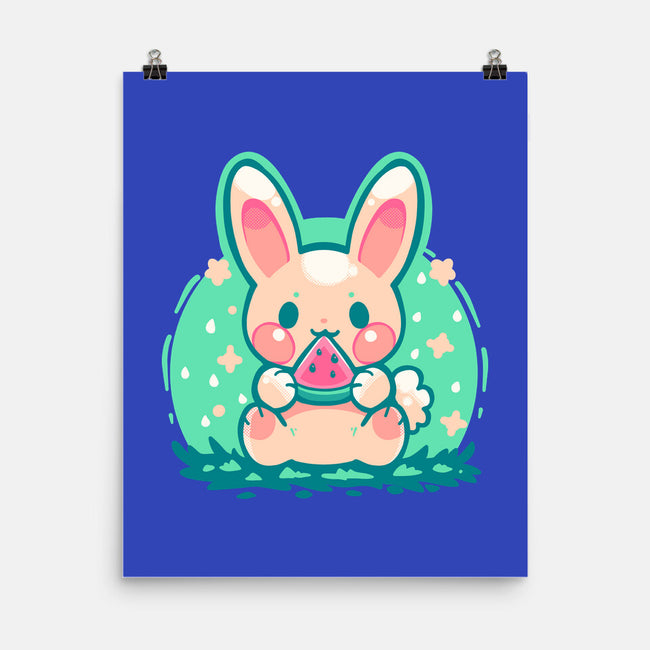 Summer Watermelon Bunny-None-Matte-Poster-TechraNova