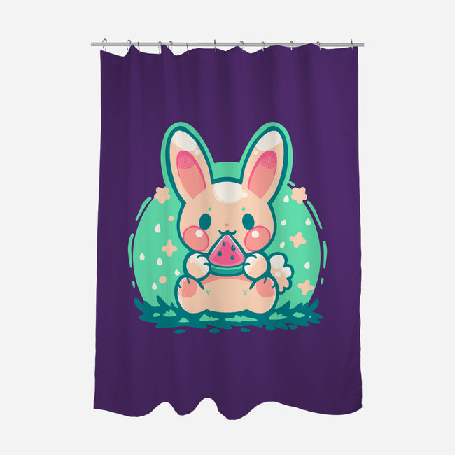 Summer Watermelon Bunny-None-Polyester-Shower Curtain-TechraNova