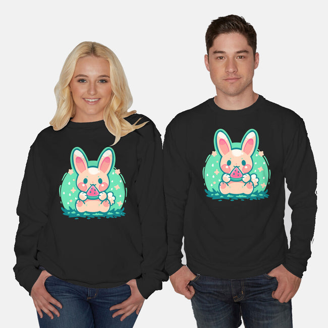 Summer Watermelon Bunny-Unisex-Crew Neck-Sweatshirt-TechraNova