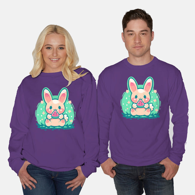 Summer Watermelon Bunny-Unisex-Crew Neck-Sweatshirt-TechraNova