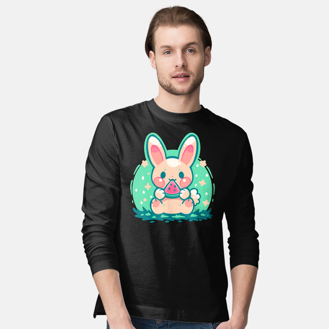 Summer Watermelon Bunny-Mens-Long Sleeved-Tee-TechraNova
