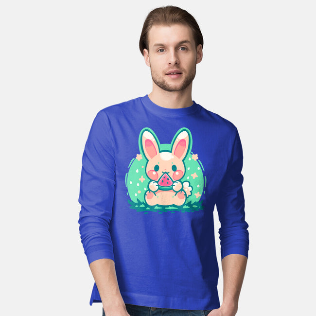Summer Watermelon Bunny-Mens-Long Sleeved-Tee-TechraNova