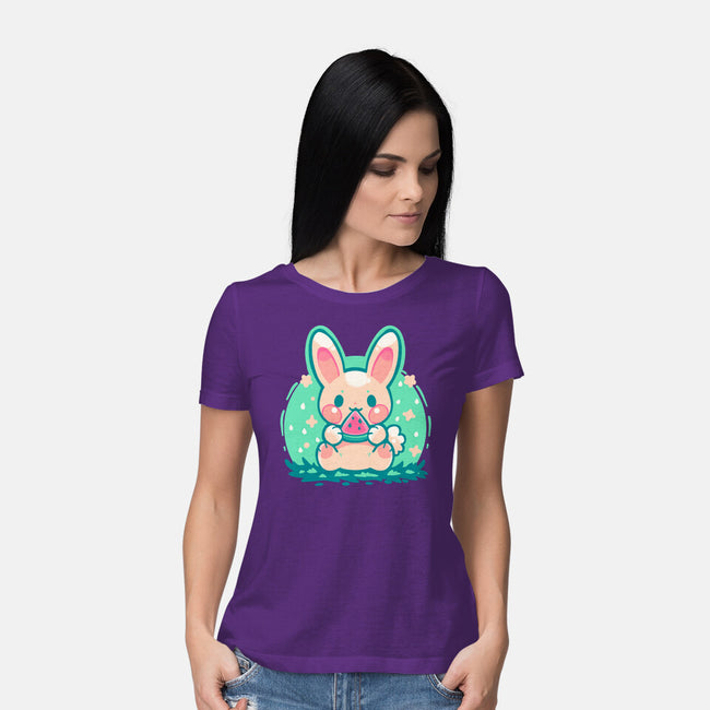 Summer Watermelon Bunny-Womens-Basic-Tee-TechraNova