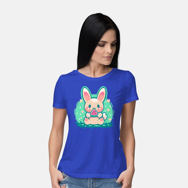 Summer Watermelon Bunny-Womens-Basic-Tee-TechraNova