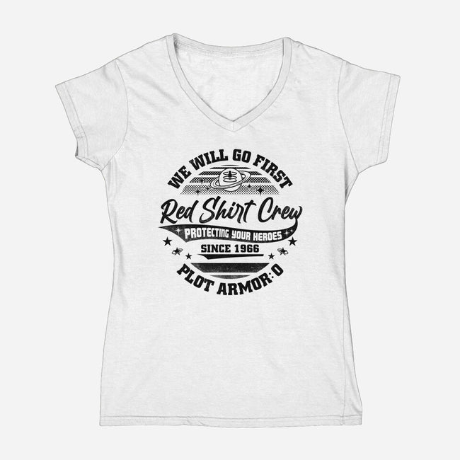 Red Shirt Crew-Womens-V-Neck-Tee-rocketman_art