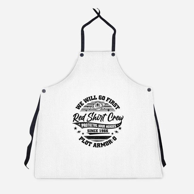 Red Shirt Crew-Unisex-Kitchen-Apron-rocketman_art