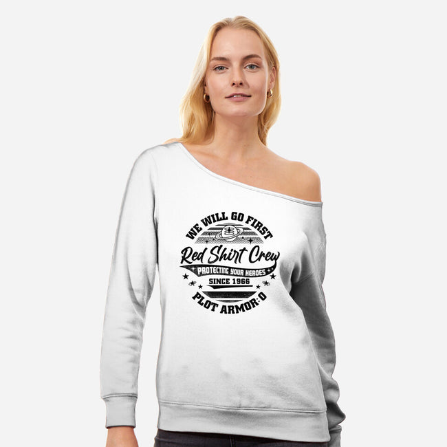 Red Shirt Crew-Womens-Off Shoulder-Sweatshirt-rocketman_art