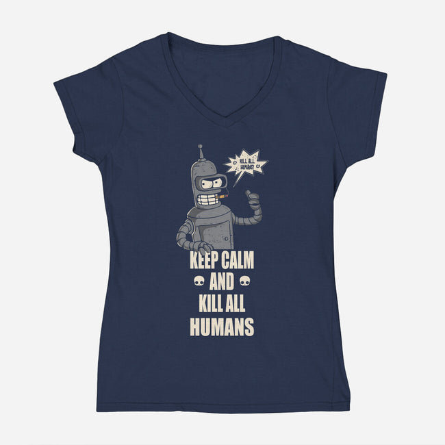 Calm And Kill-Womens-V-Neck-Tee-turborat14