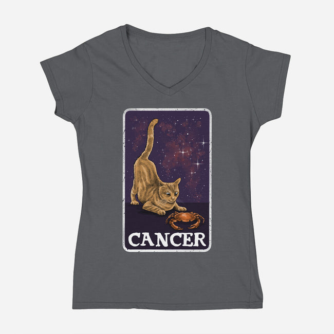 Cancer Cat-Womens-V-Neck-Tee-zascanauta