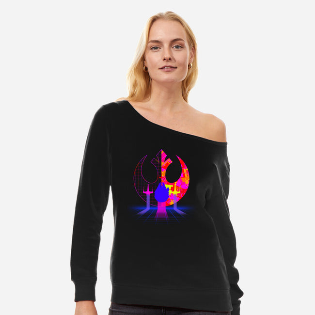 1980s Rebel-Womens-Off Shoulder-Sweatshirt-drbutler