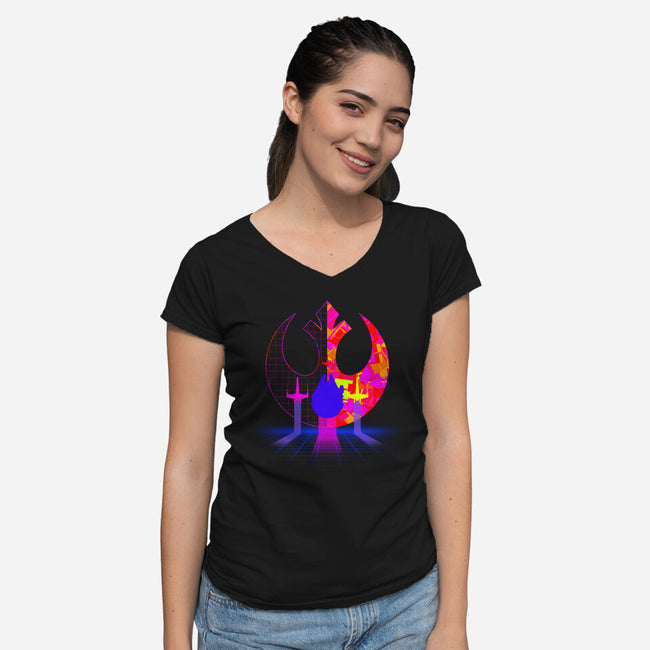 1980s Rebel-Womens-V-Neck-Tee-drbutler