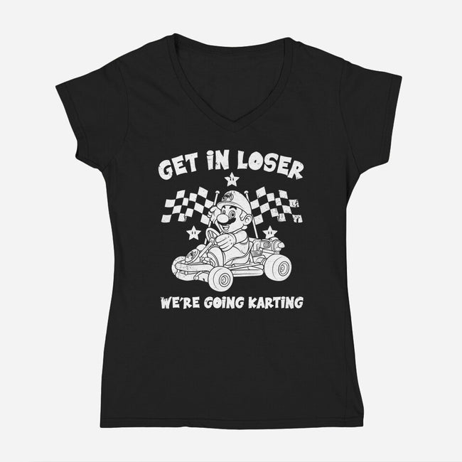 We’re Going Karting-Womens-V-Neck-Tee-drbutler
