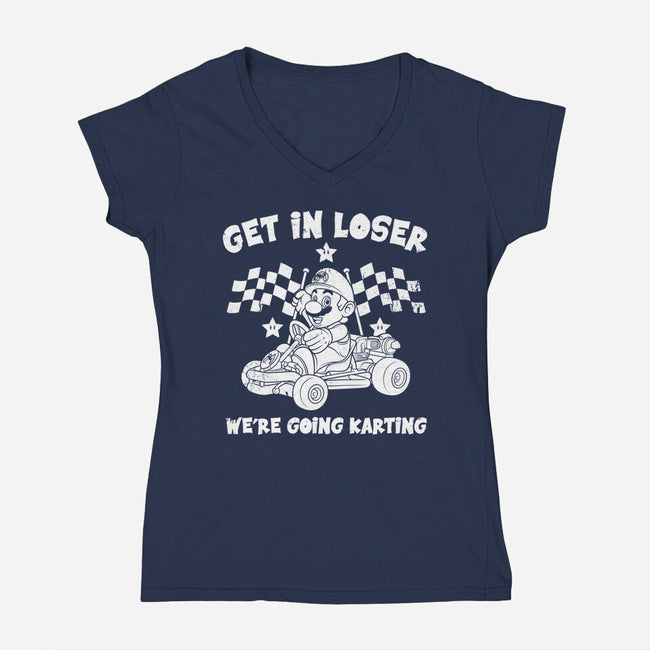 We’re Going Karting-Womens-V-Neck-Tee-drbutler