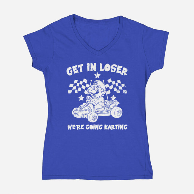 We’re Going Karting-Womens-V-Neck-Tee-drbutler