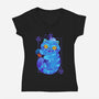 Derpy Tiger-Womens-V-Neck-Tee-ricolaa