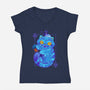 Derpy Tiger-Womens-V-Neck-Tee-ricolaa