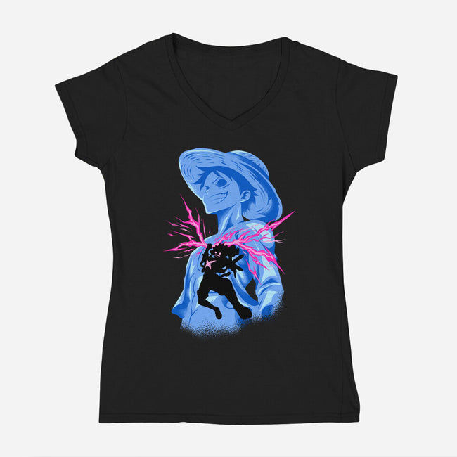 Smiling God-Womens-V-Neck-Tee-spoilerinc