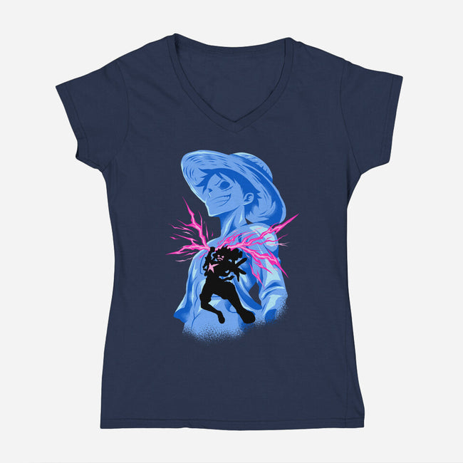Smiling God-Womens-V-Neck-Tee-spoilerinc