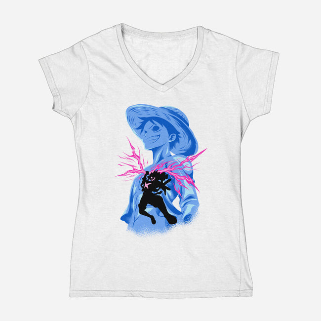 Smiling God-Womens-V-Neck-Tee-spoilerinc