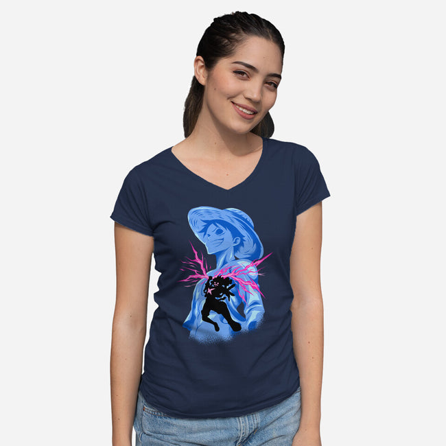Smiling God-Womens-V-Neck-Tee-spoilerinc