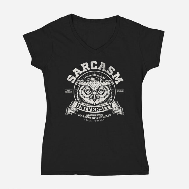 Sarcasm University-Womens-V-Neck-Tee-Popnotic