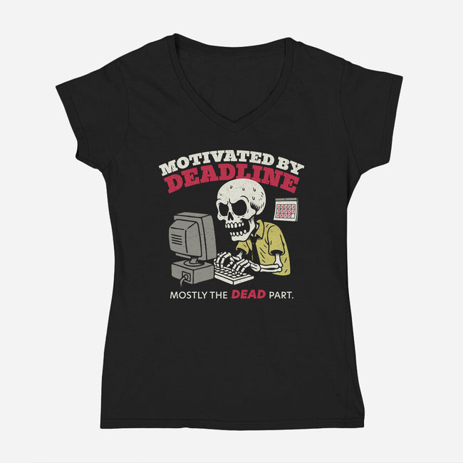 Motivated By Deadline-Womens-V-Neck-Tee-Popnotic