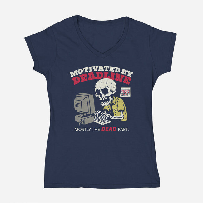 Motivated By Deadline-Womens-V-Neck-Tee-Popnotic