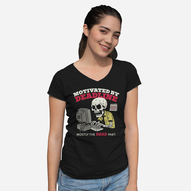 Motivated By Deadline-Womens-V-Neck-Tee-Popnotic
