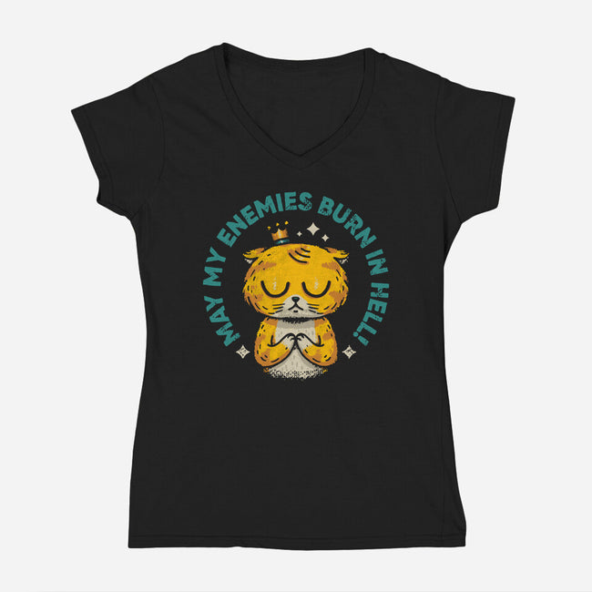Burn In Hell-Womens-V-Neck-Tee-Chinellatto
