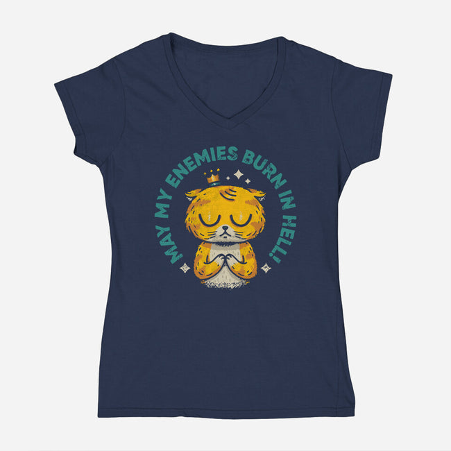 Burn In Hell-Womens-V-Neck-Tee-Chinellatto