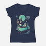 Books Coffee And Giant Cats-Womens-V-Neck-Tee-Chinellatto