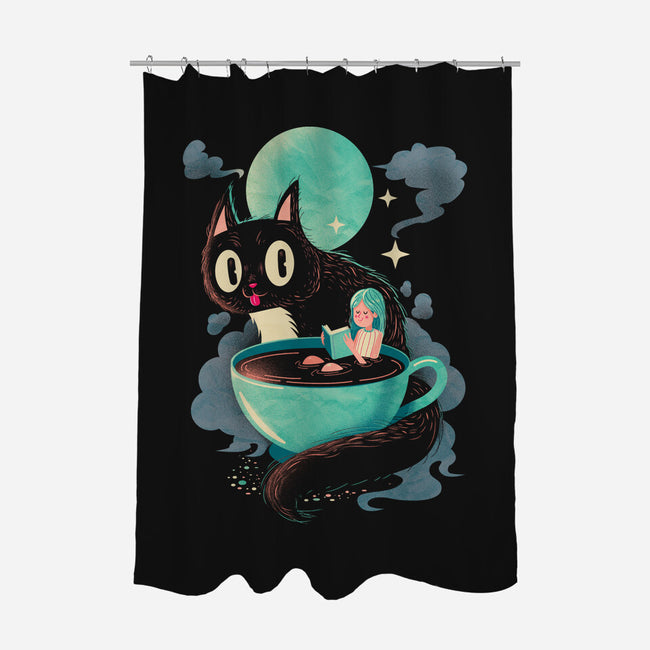Books Coffee And Giant Cats-None-Polyester-Shower Curtain-Chinellatto