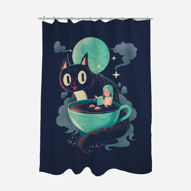 Books Coffee And Giant Cats-None-Polyester-Shower Curtain-Chinellatto