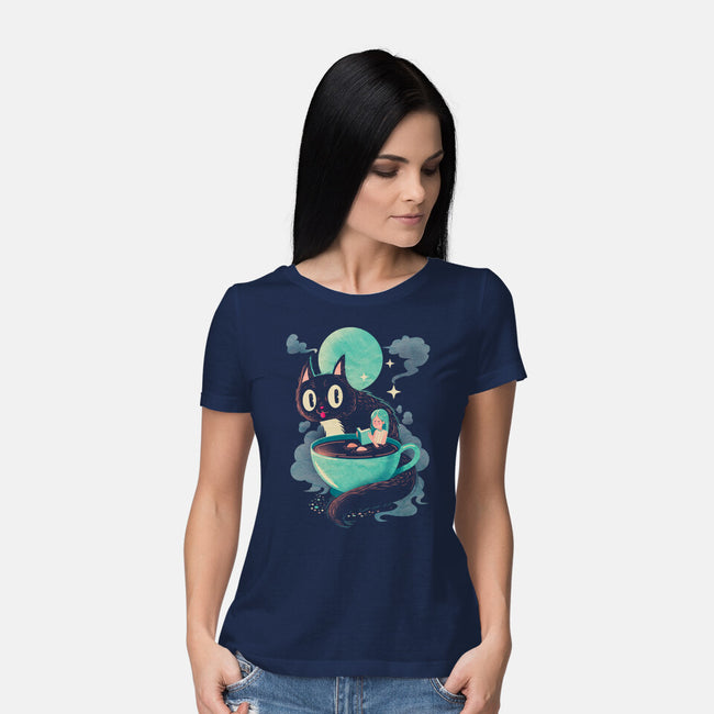 Books Coffee And Giant Cats-Womens-Basic-Tee-Chinellatto