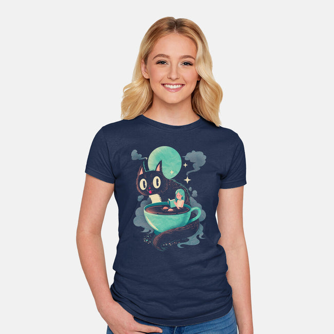 Books Coffee And Giant Cats-Womens-Fitted-Tee-Chinellatto