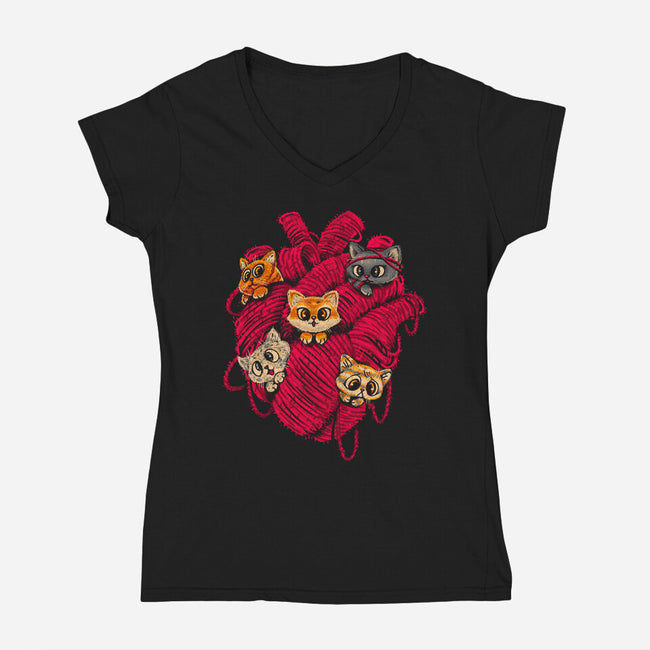 Wool Heart-Womens-V-Neck-Tee-Chinellatto