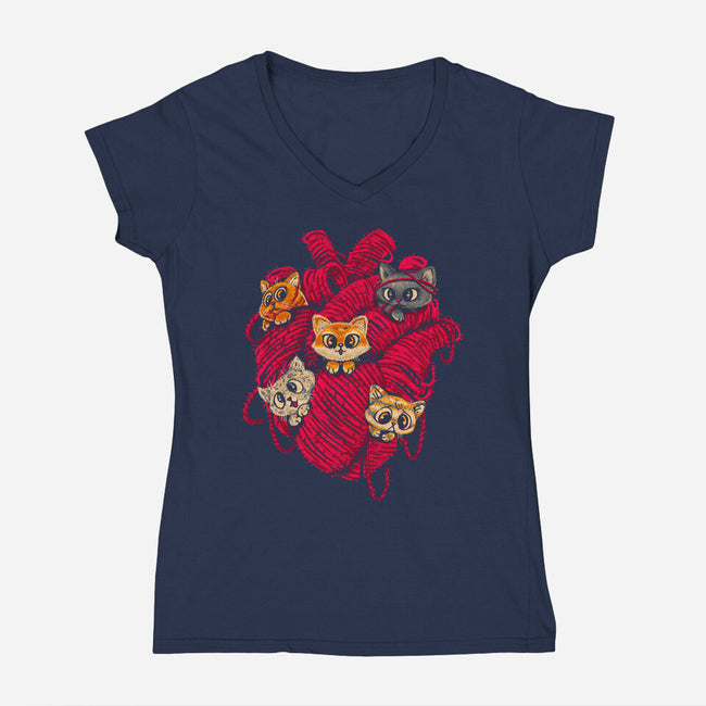 Wool Heart-Womens-V-Neck-Tee-Chinellatto
