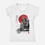 The Iron Giant In Japan Sumi-e-Womens-V-Neck-Tee-DrMonekers