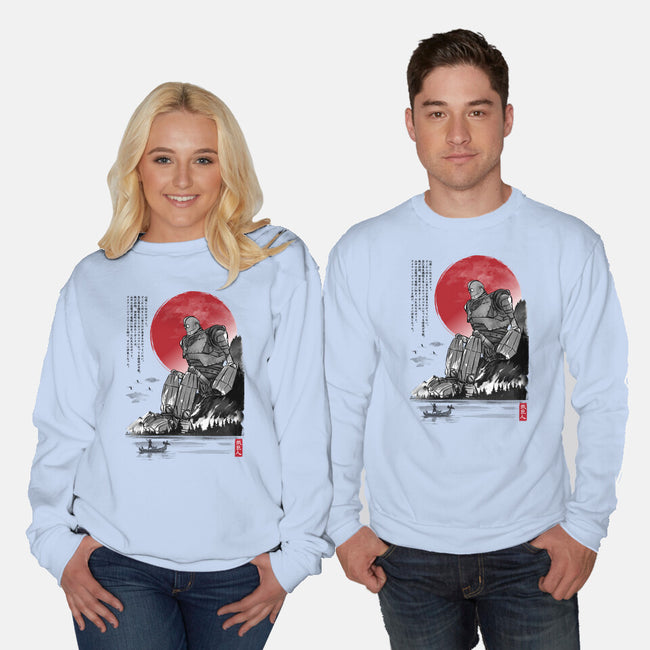 The Iron Giant In Japan Sumi-e-Unisex-Crew Neck-Sweatshirt-DrMonekers