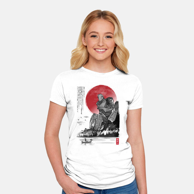 The Iron Giant In Japan Sumi-e-Womens-Fitted-Tee-DrMonekers
