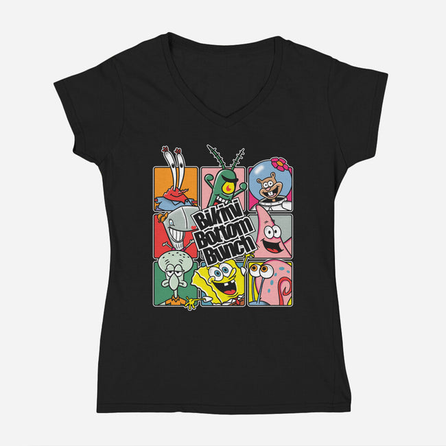 Bikini Bottom Bunch-Womens-V-Neck-Tee-turborat14