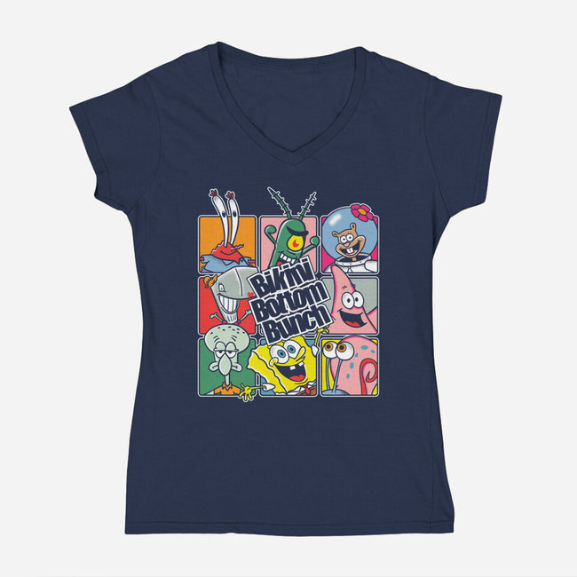 Bikini Bottom Bunch-Womens-V-Neck-Tee-turborat14
