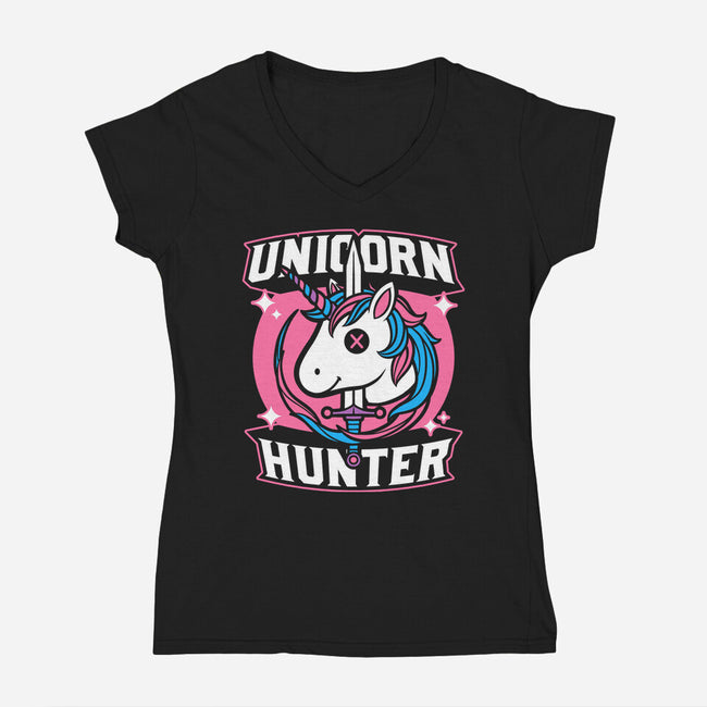 Unicorn Hunter-Womens-V-Neck-Tee-Studio Mootant