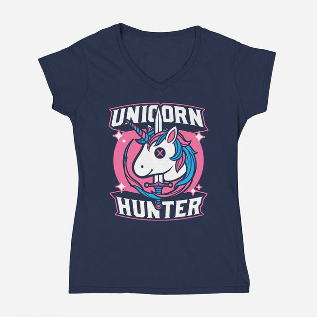Unicorn Hunter-Womens-V-Neck-Tee-Studio Mootant