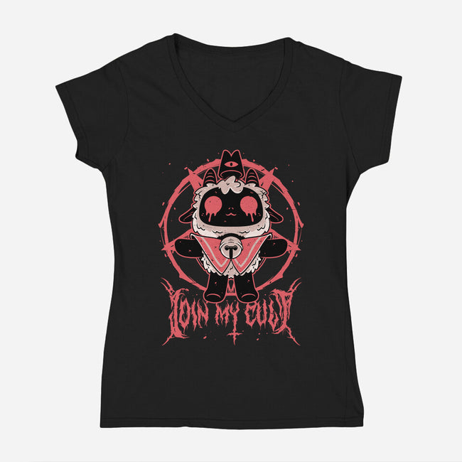 Demon Lamb Lord-Womens-V-Neck-Tee-Studio Mootant